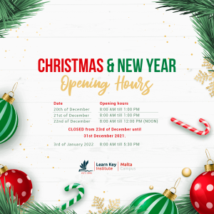Xmas, New Year openning hours